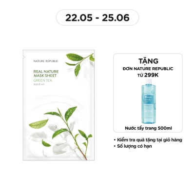 NATURE REPUBLIC Mặt Nạ Giấy Nature Republic Chiết Xuất Trà Xanh Tự Nhiên Real Nature Green Tea Mask 23ml