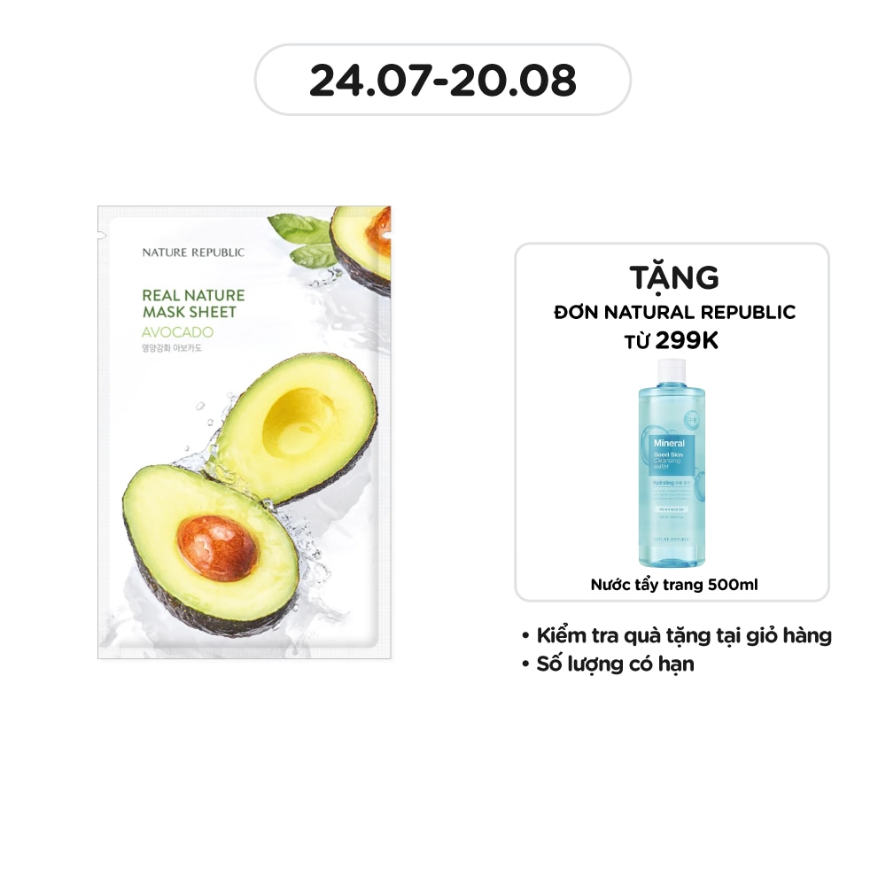 Mặt Nạ Giấy Nature Republic Chiết Xuất Bơ Tự Nhiên Real Nature Avocado Mask 23ml