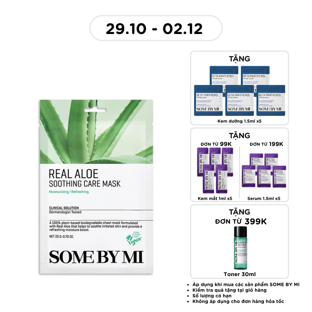 Mặt Nạ Giấy Some By Mi Tinh Chất Lô Hội Real Aloe Soothing Care Mask 20g image