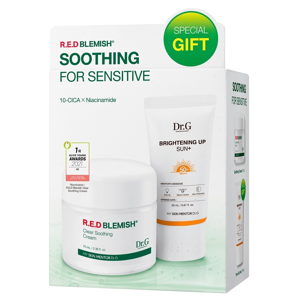 Combo Dr.G Red Blemish ( Kem Dưỡng Dr.G RED Blemish 70ml + Kem Chống Nắng Dr.G Brightening Up 20ml)