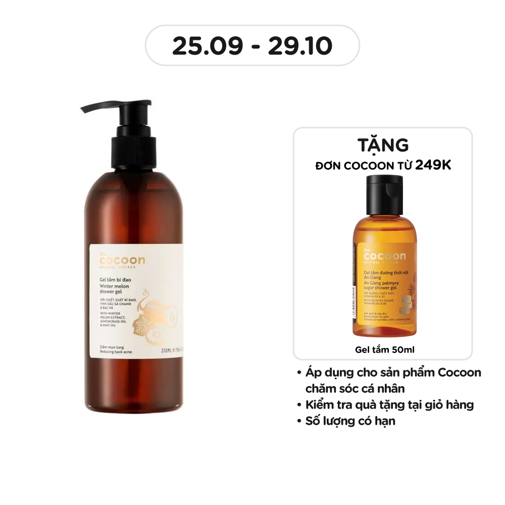 Gel Tắm Cocoon Winter Melon Reducing Back Acne Giảm Mụn Lưng 310ml
