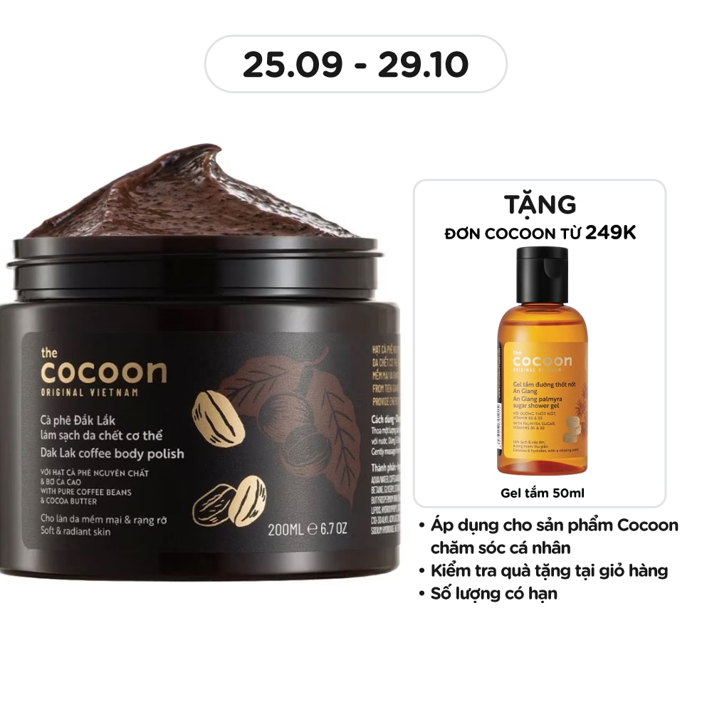 Tẩy Da Chết Cocoon Dak Lak Coffee Body Polish Từ Cà Phê Đak Lak 200ml