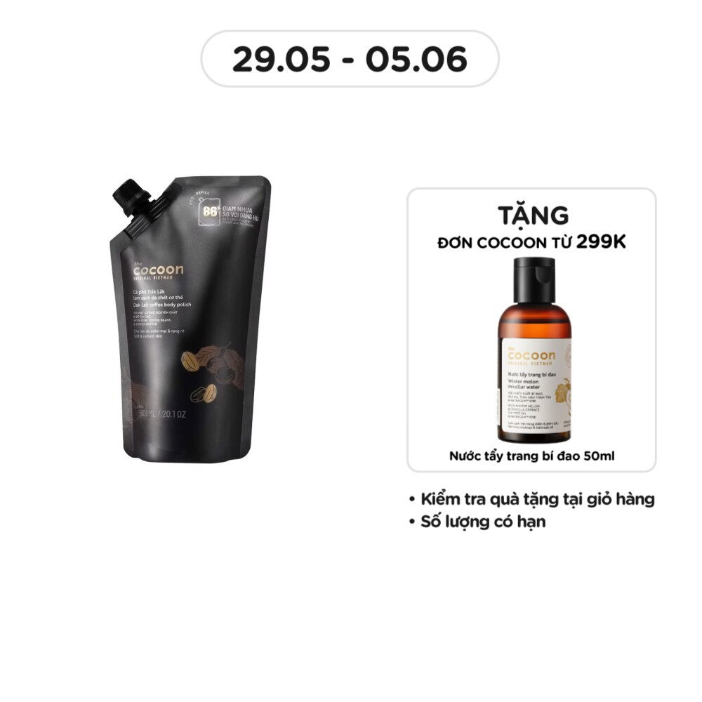 Tẩy Tế Bào Da Cơ Thể Cocoon Eco-Refill Đắk Lắk Coffee Body Polish 600ml