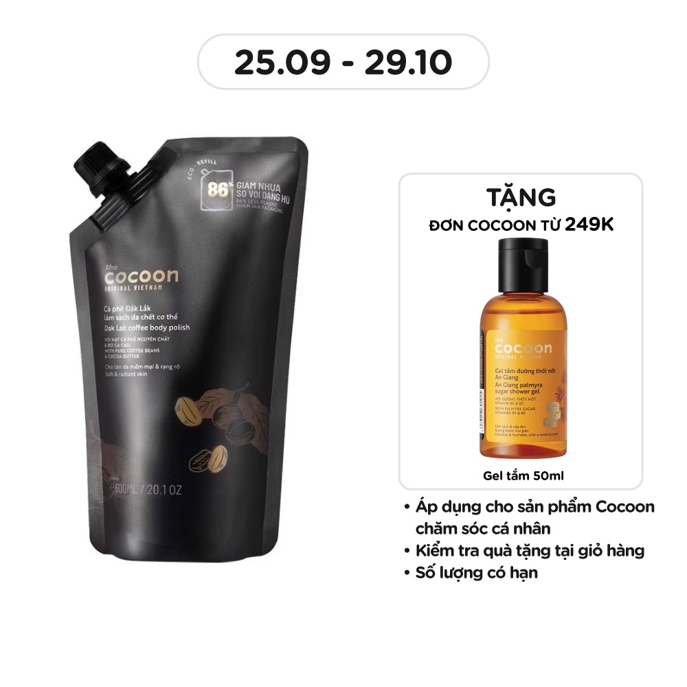 Tẩy Tế Bào Da Cơ Thể Cocoon Eco-Refill Đắk Lắk Coffee Body Polish 600ml