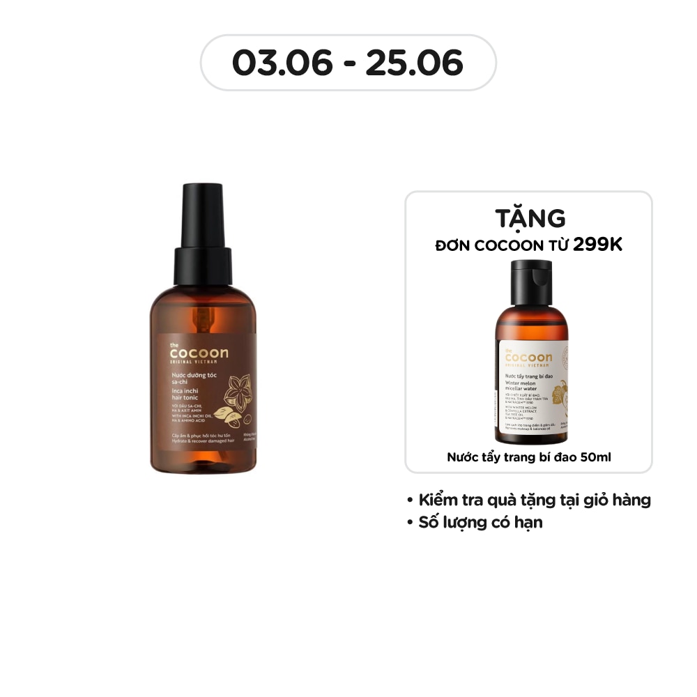 Nước Dưỡng Tóc Cocoon Sachi Inca Inchi Hair Tonic 140ml