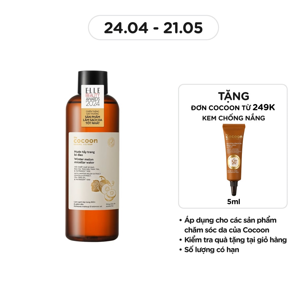 Nước Tẩy Trang Cocoon Winter Melon Bí Đao Làm Sạch Da Và Giảm Dầu 500ml