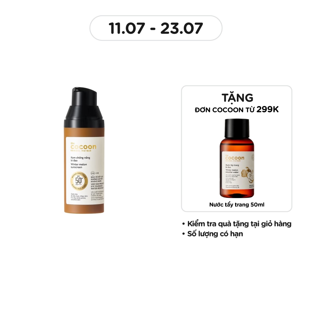 Kem Chống Nắng Bí Đao Cocoon Winter Melon Sunscreen SPF 50+ PA++++ 50ml