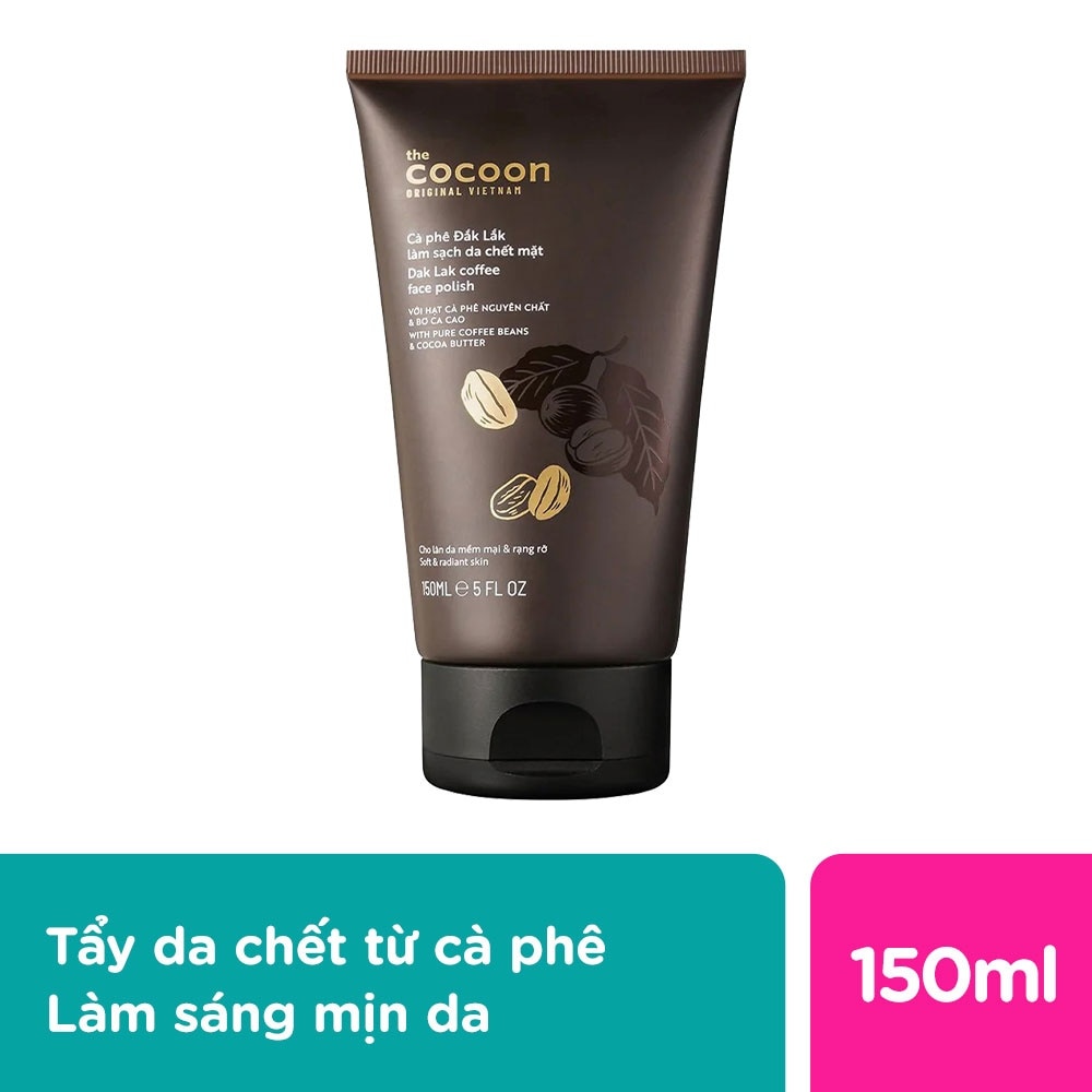 Tẩy Tế Bào Cocoon Dak Lak Coffee Làm Sạch Mềm Mại Da Mặt Với Hạt Cà Phê Và Bơ Ca Cao 150ml