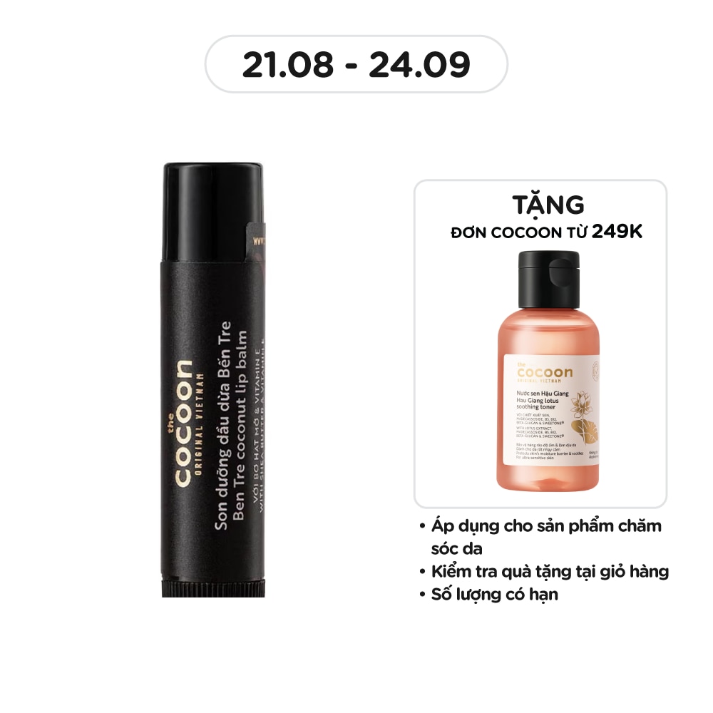 Son Dưỡng Dầu Dừa Cocoon Ben Tre Coconut Lip Balm With Shea Butter & Vitamin E 5g