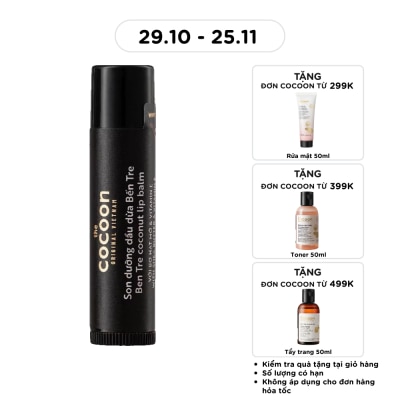 COCOON Son Dưỡng Dầu Dừa Cocoon Ben Tre Coconut Lip Balm With Shea Butter & Vitamin E 5g image