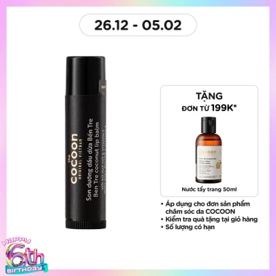 COCOON Son Dưỡng Dầu Dừa Cocoon Ben Tre Coconut Lip Balm With Shea Butter & Vitamin E 5g