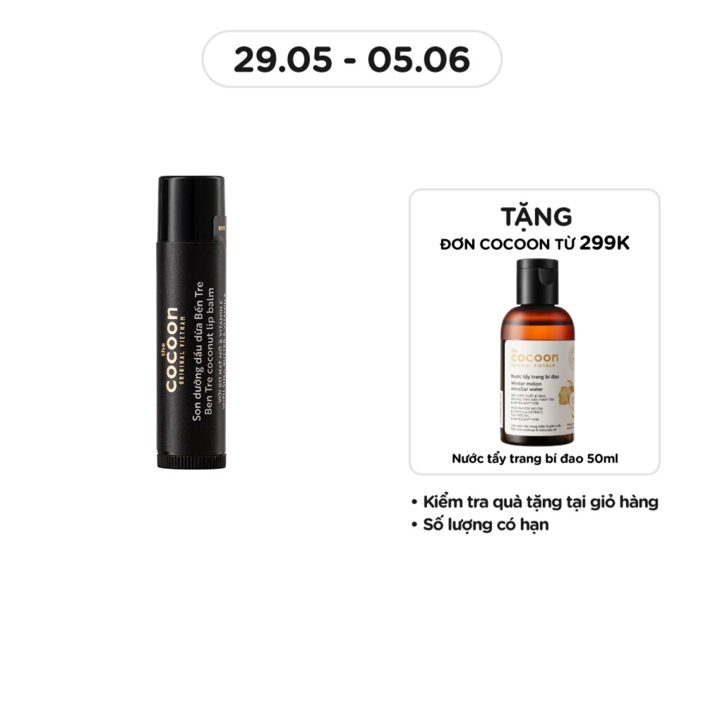 Son Dưỡng Dầu Dừa Cocoon Ben Tre Coconut Lip Balm With Shea Butter & Vitamin E 5g