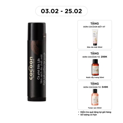 COCOON Lip Scrub Dak Lak Coffee With Macadamia Oil And Shea Butter Soft And Smooth 5g