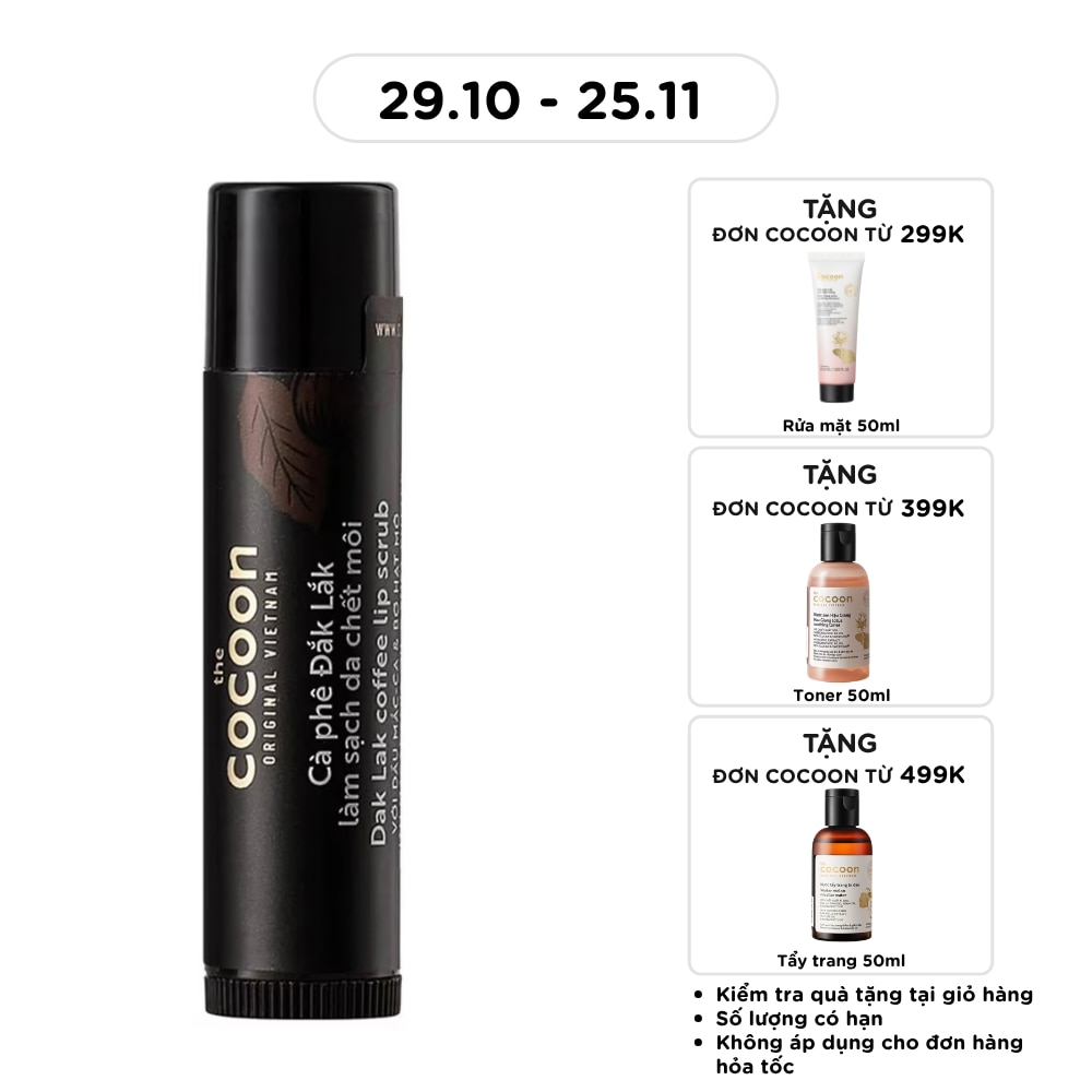 Tẩy Da Môi Cocoon Scrub With Macadamia Oil And Shea Butter Soft Smooth Lips Cà Phê Đắk Lắk 5g image