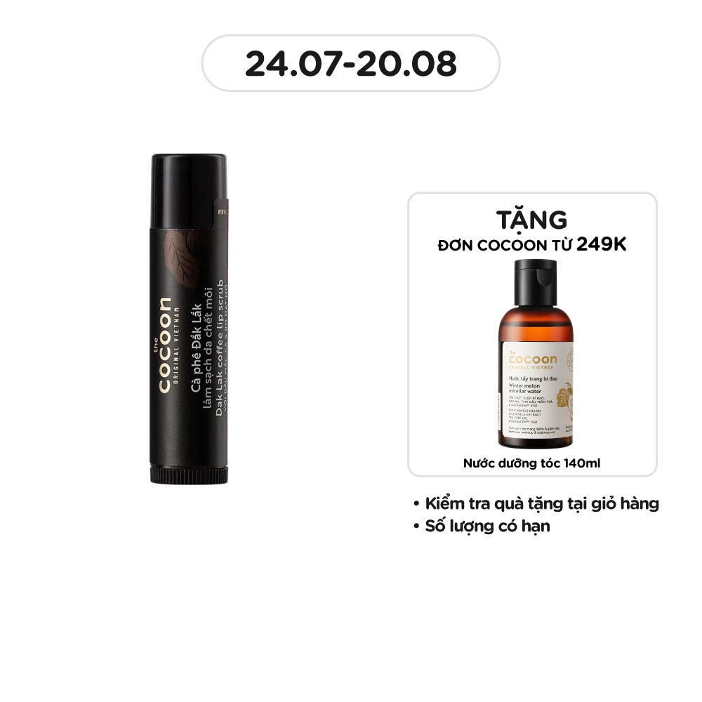 Tẩy Da Môi Cocoon Scrub With Macadamia Oil And Shea Butter Soft Smooth Lips Cà Phê Đắk Lắk 5g