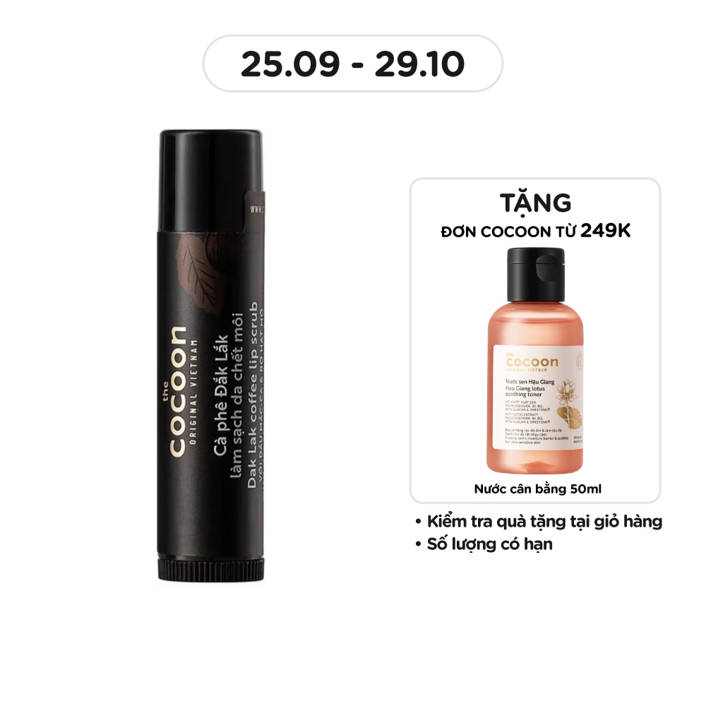 Tẩy Da Môi Cocoon Scrub With Macadamia Oil And Shea Butter Soft Smooth Lips Cà Phê Đắk Lắk 5g