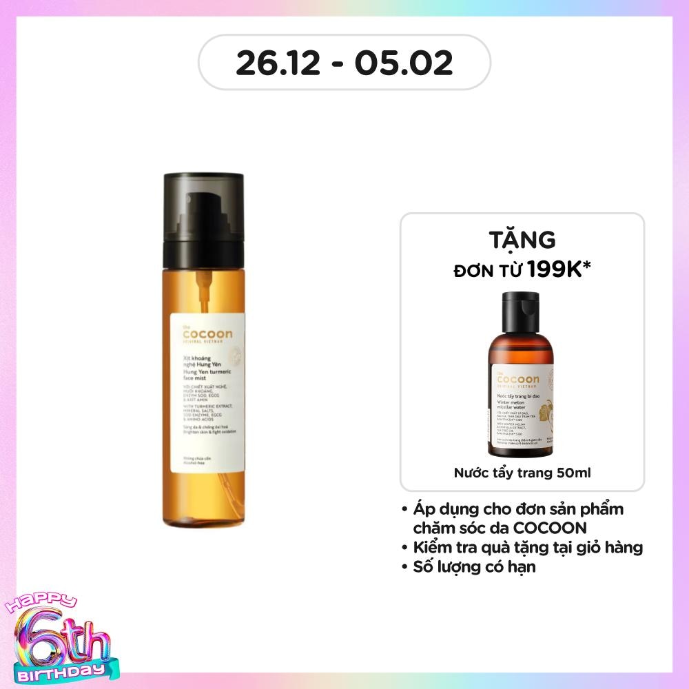 Xịt Khoáng Nghệ Hưng Yên Cocoon Sáng Da & Chống Oxy Hóa Turmeric Face Mist 130ml