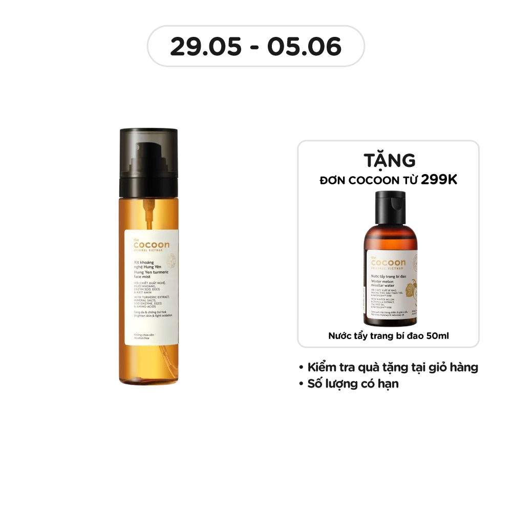 Xịt Khoáng Nghệ Hưng Yên Cocoon Sáng Da & Chống Oxy Hóa Turmeric Face Mist 130ml