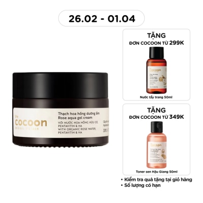 COCOON - Thạch Hoa Hồng Cocoon Rose Aqua Gel Cream Hydrate & Nourish Skin Cấp Ẩm Dưỡng Da 100% Thuần Chay30ml
