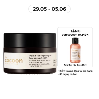 COCOON Thạch Hoa Hồng Cocoon Rose Aqua Gel Cream Hydrate & Nourish Skin Cấp Ẩm Dưỡng Da 100% Thuần Chay30ml
