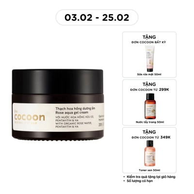 COCOON Thạch Hoa Hồng Cocoon Rose Aqua Gel Cream Hydrate & Nourish Skin Cấp Ẩm Dưỡng Da 100% Thuần Chay30ml