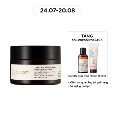 COCOON Thạch Hoa Hồng Cocoon Rose Aqua Gel Cream Hydrate & Nourish Skin Cấp Ẩm Dưỡng Da 100% Thuần Chay30ml