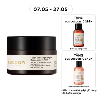 COCOON - Thạch Hoa Hồng Cocoon Rose Aqua Gel Cream Hydrate & Nourish Skin Cấp Ẩm Dưỡng Da 100% Thuần Chay30ml