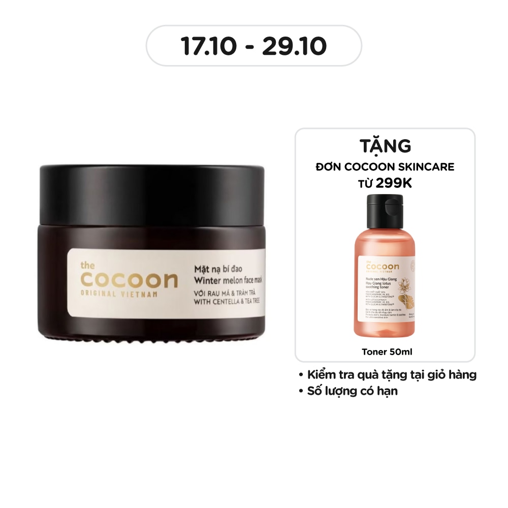 Mặt Nạ Bí Đao Cocoon Winter Melon Face Mask With Centella & Tea Tree Giảm Dầu và Mụn 30ml