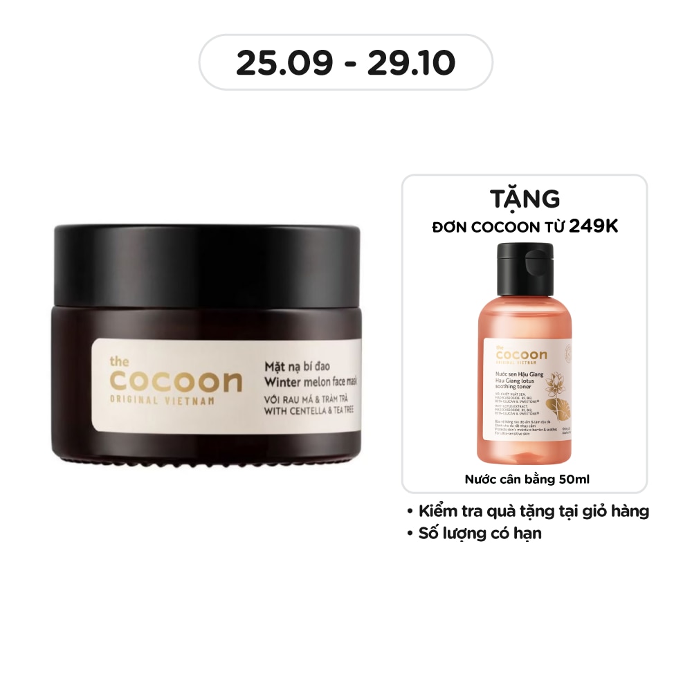 Mặt Nạ Bí Đao Cocoon Winter Melon Face Mask With Centella & Tea Tree Giảm Dầu và Mụn 30ml
