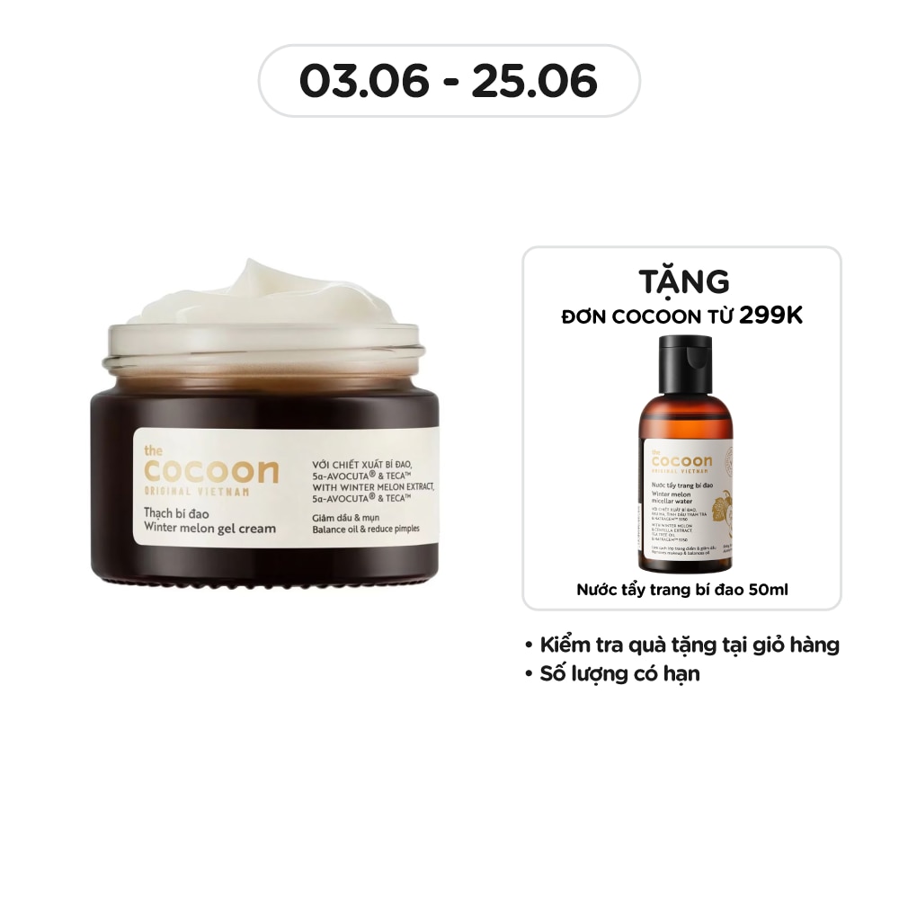 Thạch Bí Đao Dưỡng Ẩm Cocoon Giảm Dầu và Mụn Winter Melon Gel Cream 30ml