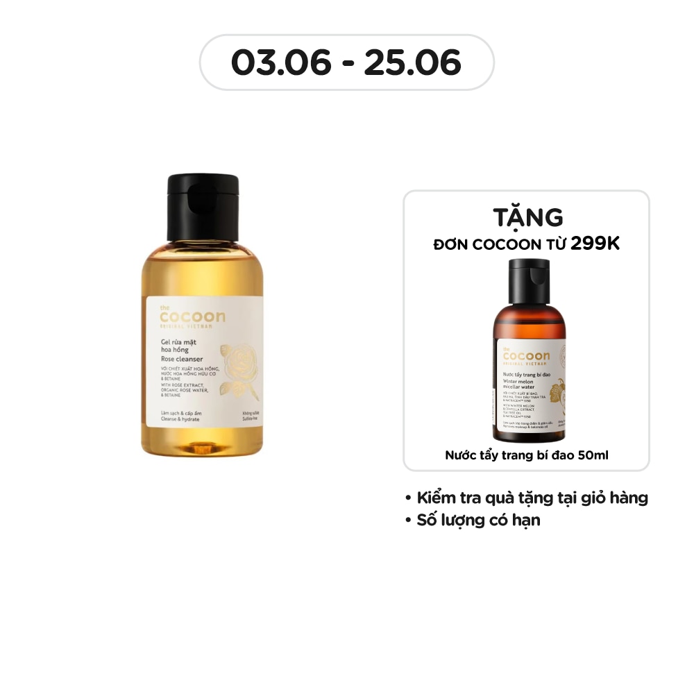 Gel Rửa Mặt Cocoon Rose Cleanser Hoa Hồng 140ml