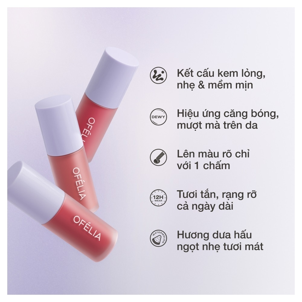 Kem Má Hồng Ofélia Lolli Liquid Blush 4.3g .#LB8 Daydream