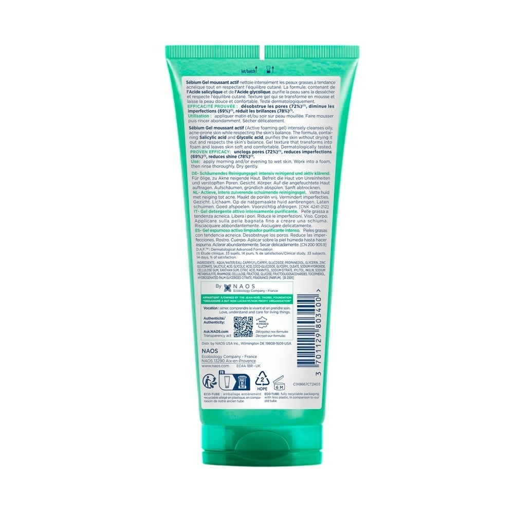 Gel Rửa Mặt Bioderma Cho Da Dầu Và Da Dễ Nổi Mụn Sébium Gel Moussant Actif 200ml image