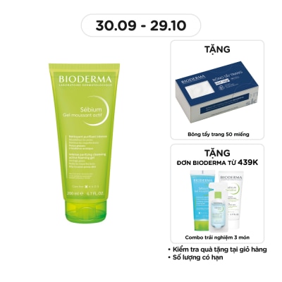 BIODERMA Gel Rửa Mặt Bioderma Cho Da Dầu Và Da Dễ Nổi Mụn Sébium Gel Moussant Actif 200ml