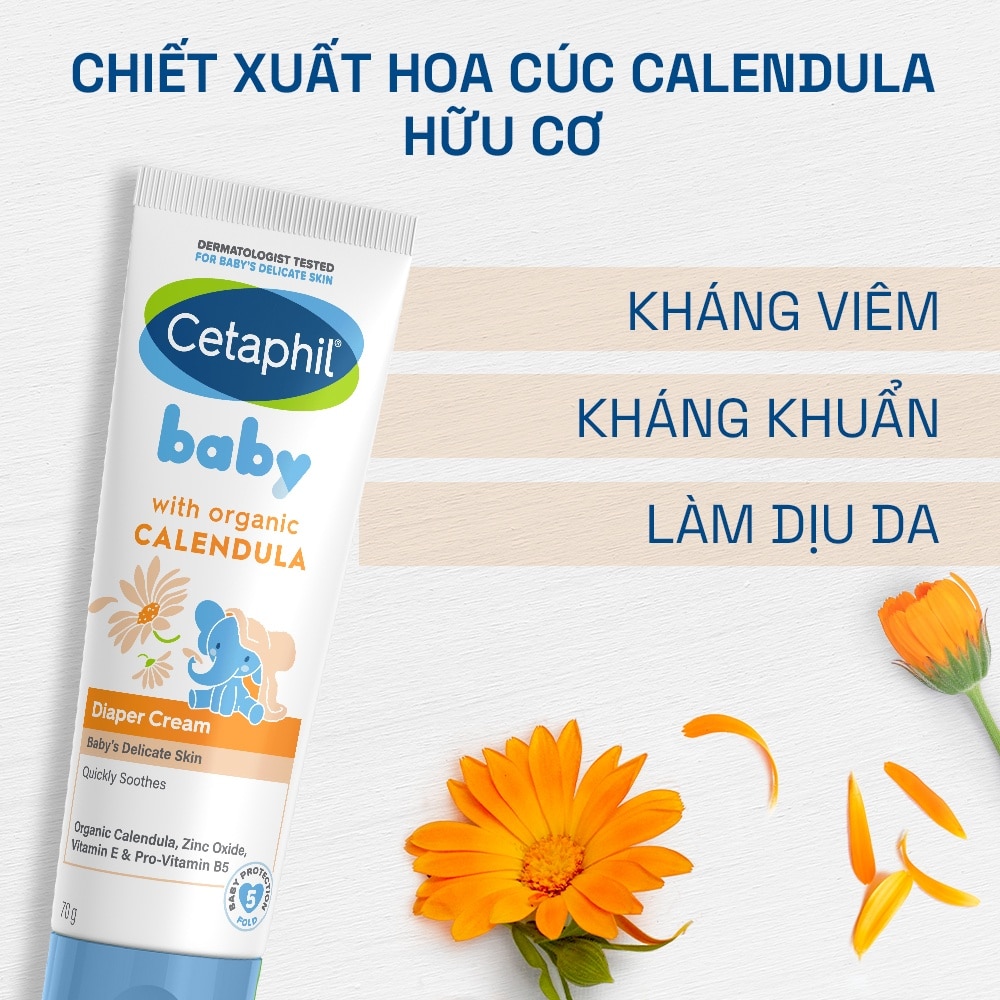 Kem Làm Dịu Hăm Tã Cho Bé Cetaphil Baby Diaper Cream Với Hoa Cúc Hữu Cơ 70g