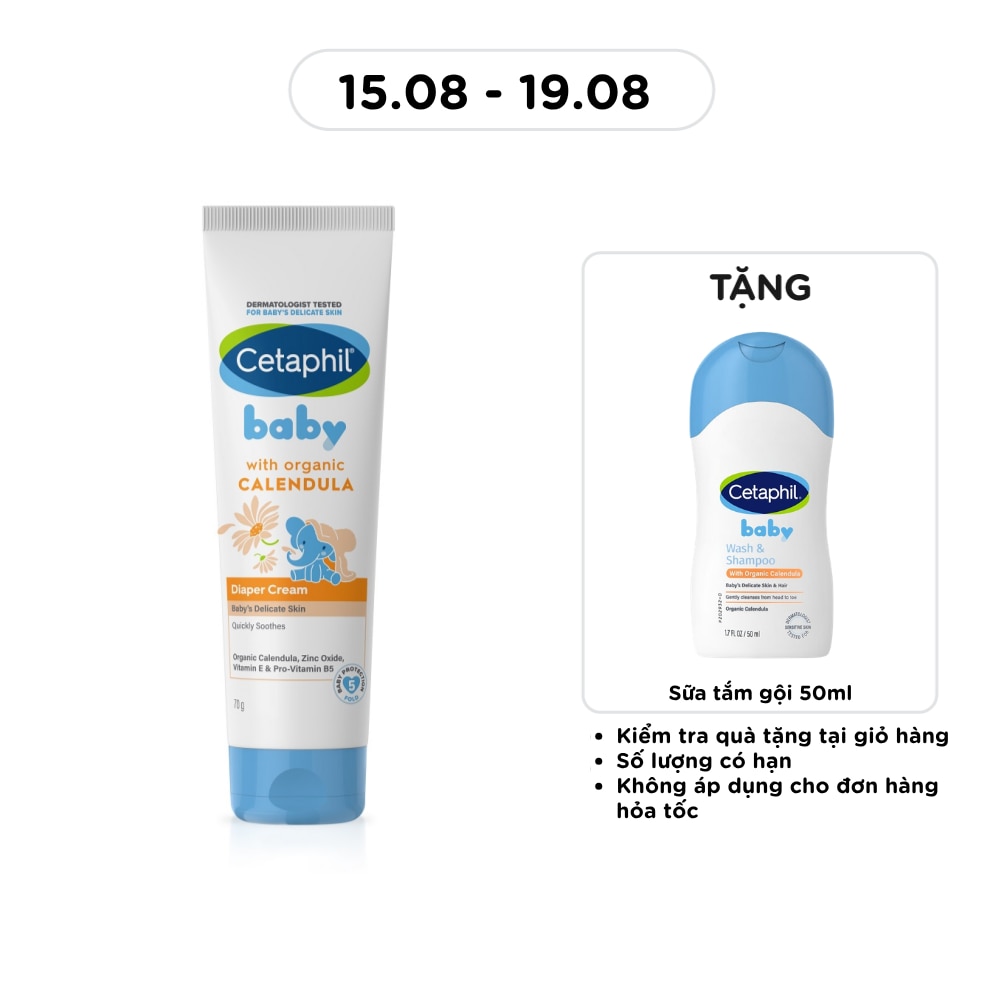 Kem Làm Dịu Hăm Tã Cho Bé Cetaphil Baby Diaper Cream Với Hoa Cúc Hữu Cơ 70g image
