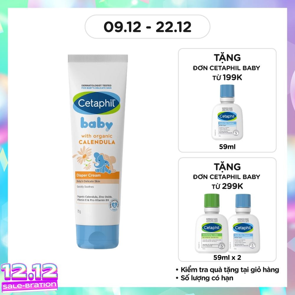 Kem Làm Dịu Hăm Tã Cho Bé Cetaphil Baby Diaper Cream Với Hoa Cúc Hữu Cơ 70g