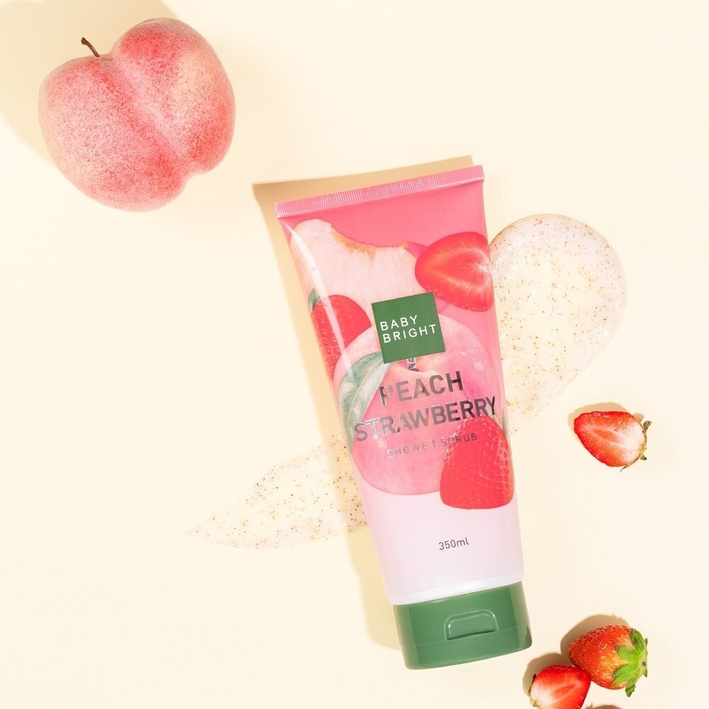 Muối Tẩy Da Chết Baby Bright Peach Strawberry Shower Scrub 350ml