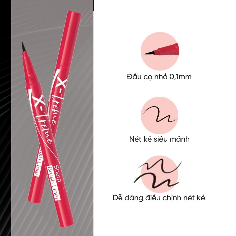 Kẻ Mắt Nước Silkygirl-X-Treme Sharp Brush Liner 0,5ml .#01 Extreme Black