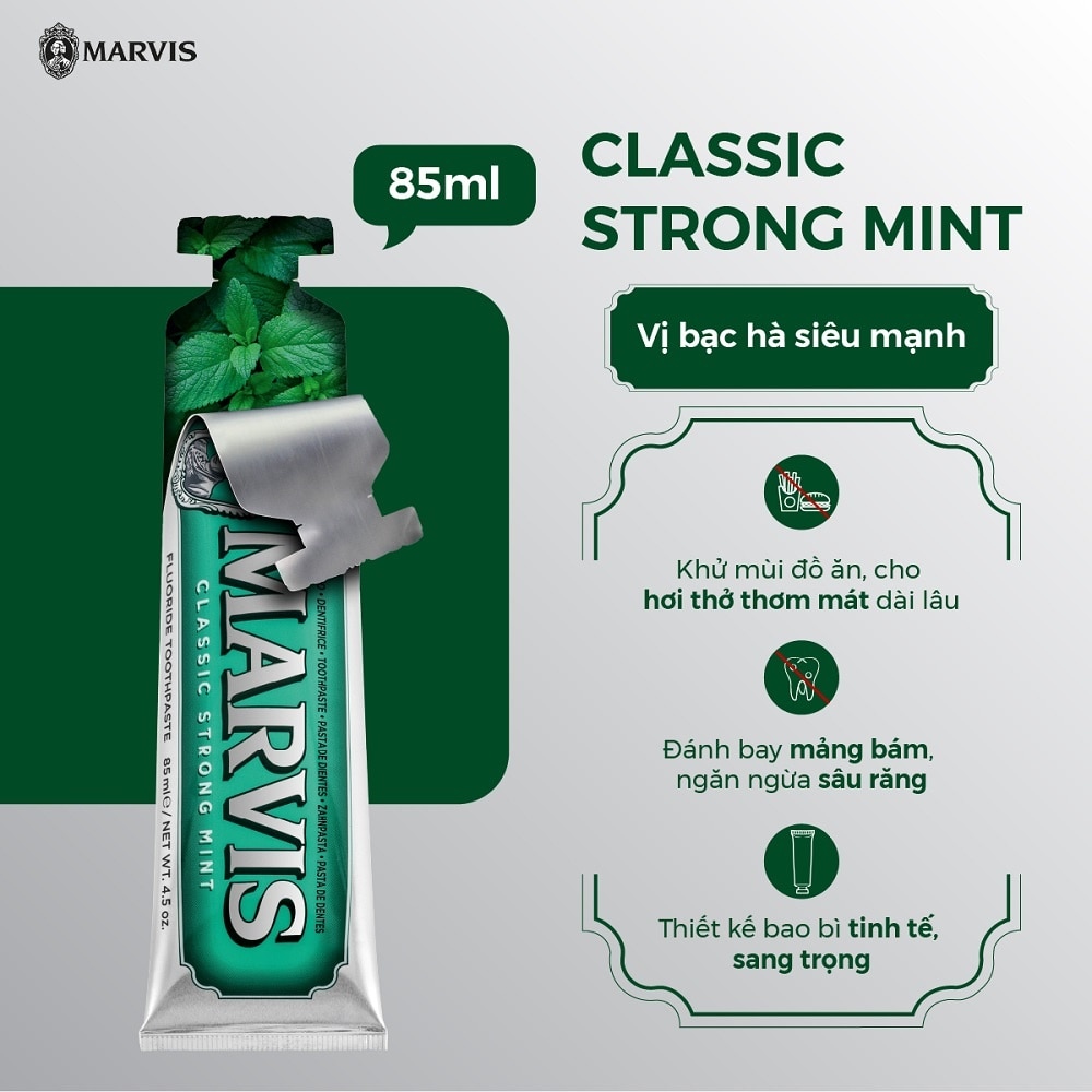 Kem Đánh Răng Marvis Classic Strong Mint 85ml