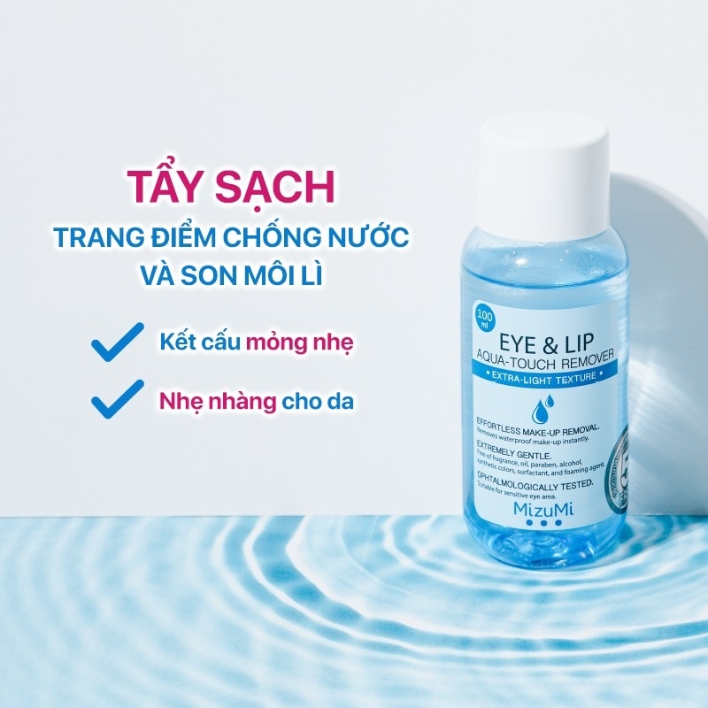 Nước Tẩy Trang Mắt Môi MizuMi Eye & Lip Aqua-Touch Remover 100ml