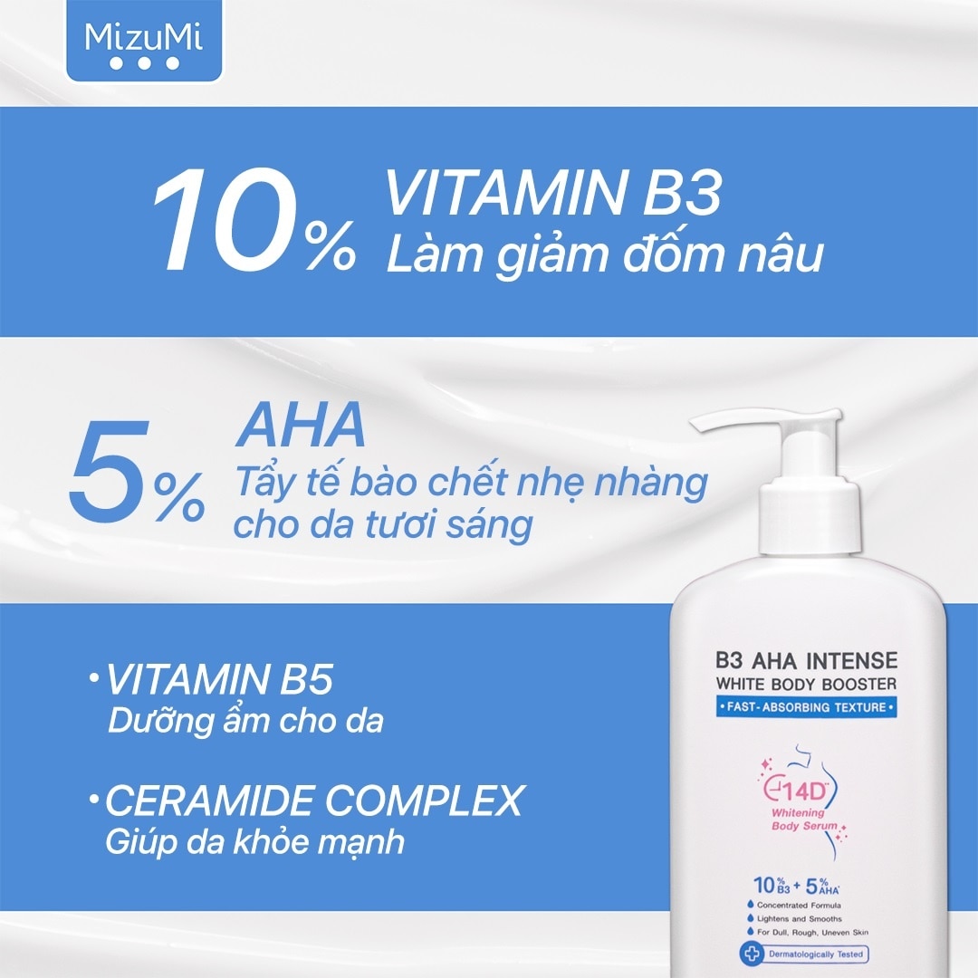 Dưỡng Thể Sáng Da MizuMi B3 AHA Intense White Body Booster 250g