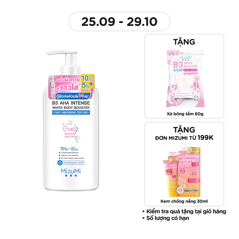 Dưỡng Thể Sáng Da MizuMi B3 AHA Intense White Body Booster 250g
