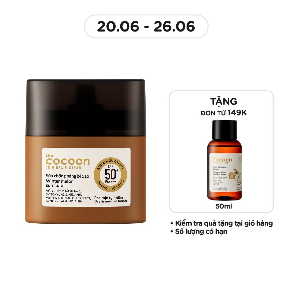 Sữa Chống Nắng Bí Đao Cocoon SPF50+ PA++++ 15ml