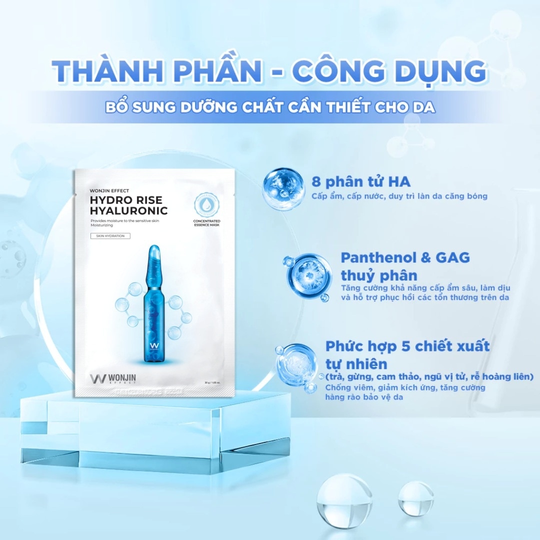 Mặt Nạ Wonjin Cấp Ẩm Chuyên Sâu Effect Hydro Rise Hyaluronic Concentrated Essence Mask 30g