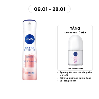 NIVEA Extra Bright Premium Fragrance Velvet Romance Peony Spray 150ml