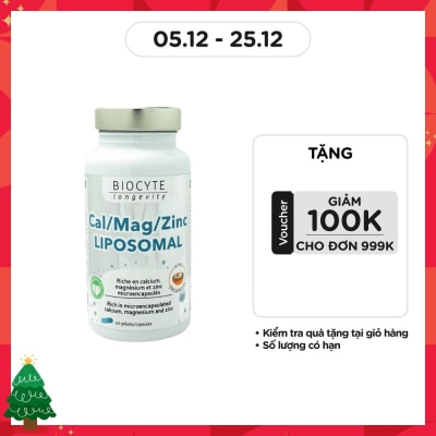 BIOCYTE Thực Phẩm Bảo Vệ Sức Khỏe Biocyte Viên Uống Cal/Mag/Zinc Liposomal 60 Viên