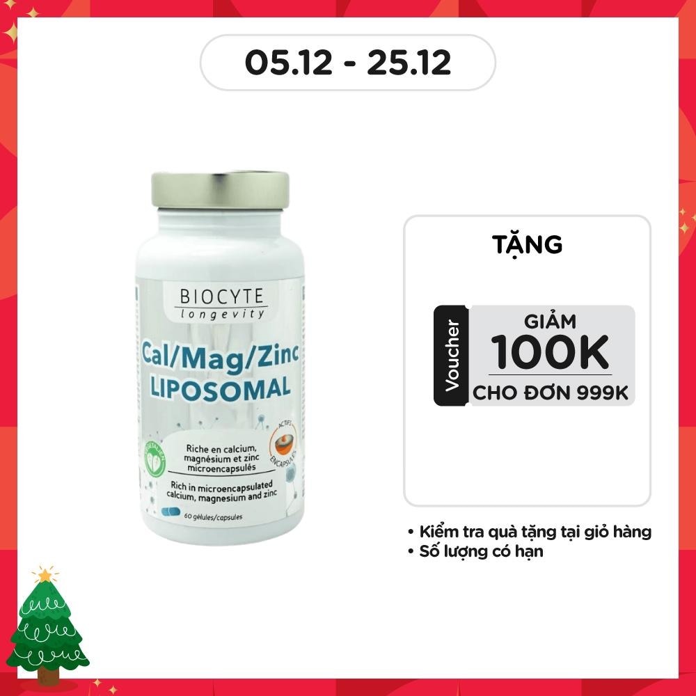 Thực Phẩm Bảo Vệ Sức Khỏe Biocyte Viên Uống Cal/Mag/Zinc Liposomal 60 Viên