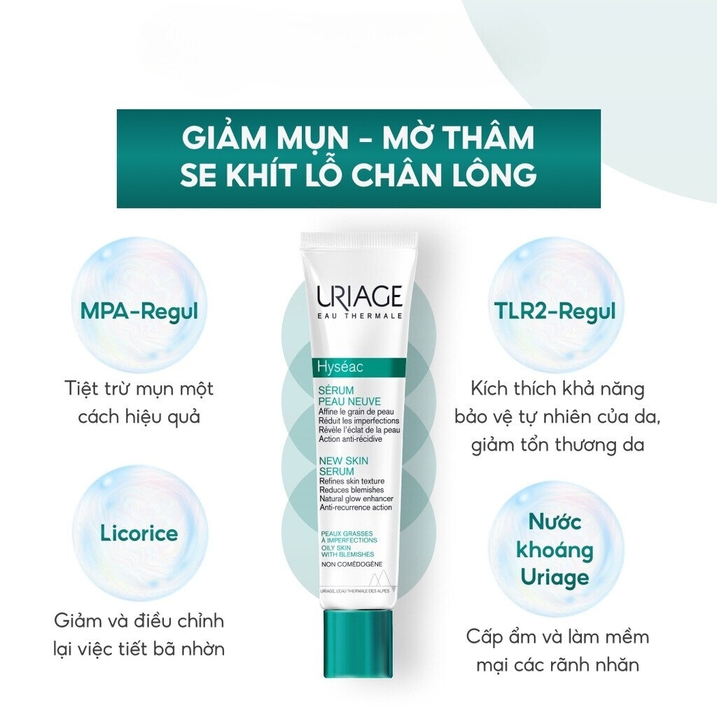 Serum Uriage Giảm Mụn Và Cải Thiện Da Dầu Mụn Hyséac Sérum Peau Neuve 40ml