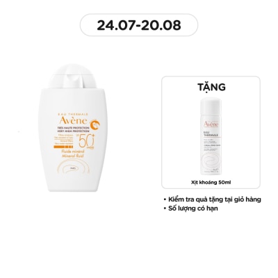 AVENE Kem Chống Nắng Vật Lý Avène Giúp Bảo Vệ Khỏi Tia UVA,UVB, Dưỡng Ẩm Da Nhạy Cảm 40ml
